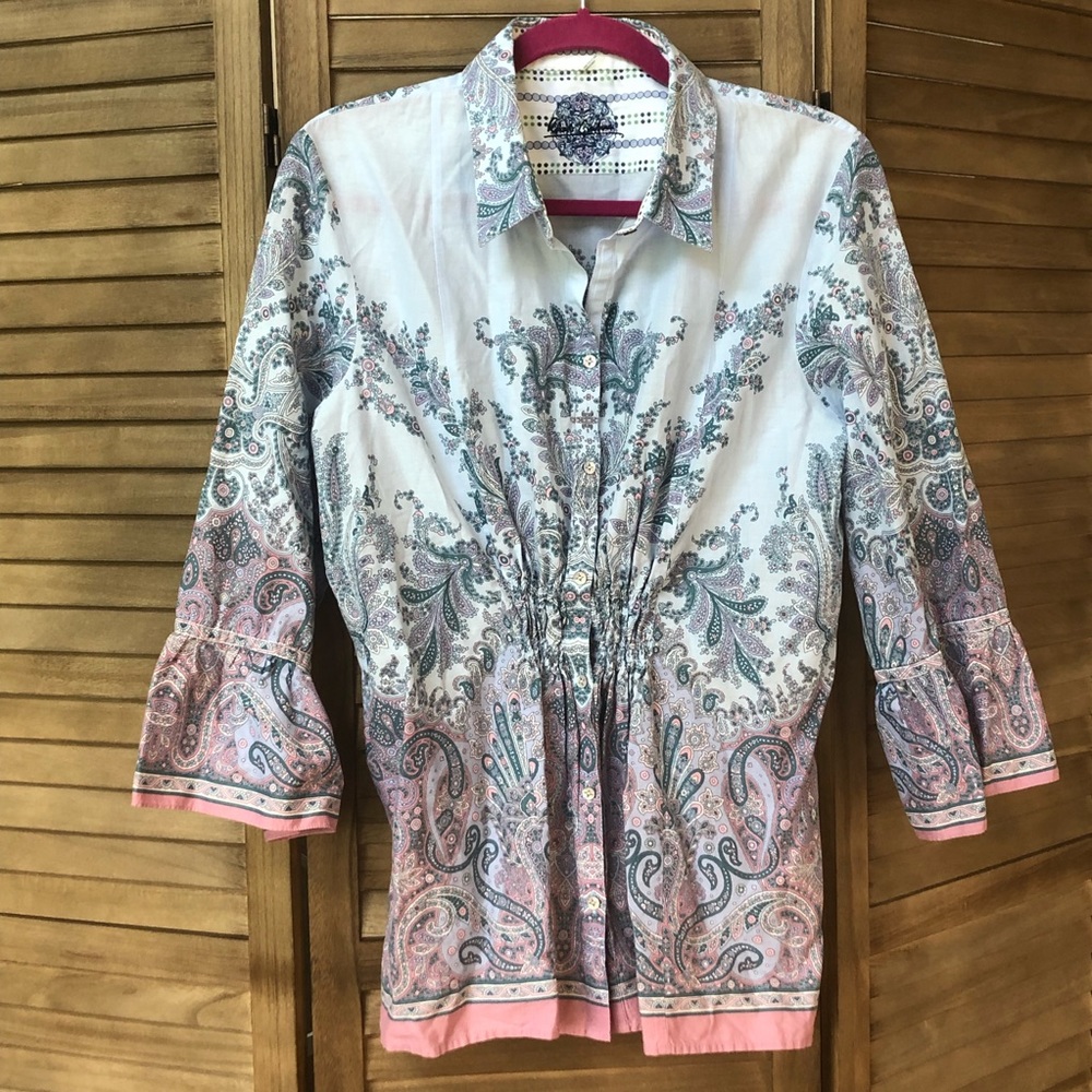 Robert Graham Paisley Blouse with Bell Sleeves